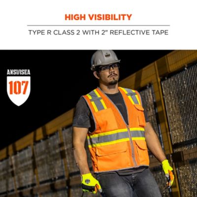 Image showing  Unisex 2-Tone Type R Class 2 Mesh Hi-Vis Safety Vest with Reflective Binding, 24143