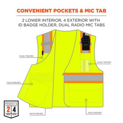 Image showing  Unisex 2-Tone Type R Class 2 Mesh Hi-Vis Safety Vest with Reflective Binding, 24566