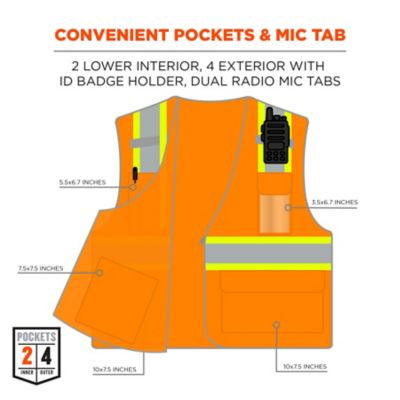 Image showing  Unisex 2-Tone Type R Class 2 Mesh Hi-Vis Safety Vest with Reflective Binding, 24566