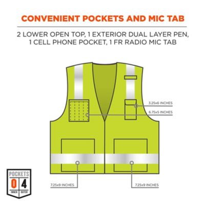 Image showing 6 th GloWear Unisex Type R Class 2 Hi-Vis FR Mesh-Back Surveyor Vest
