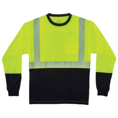 Ergodyne Unisex Long-Sleeve Glowear 8281Bk Type R Class 2 Performance T-Shirt, Black Front