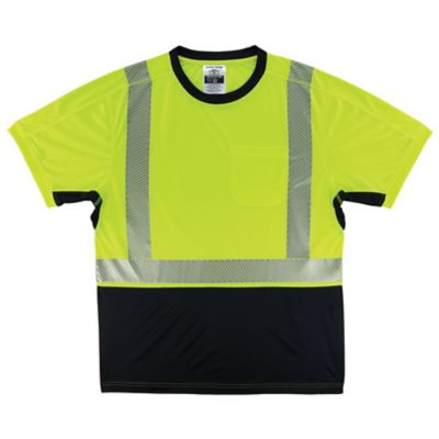 Ergodyne Unisex GloWear 8283BK Type R Class 2 Performance Hi-Vis T-Shirt, Black Bottom