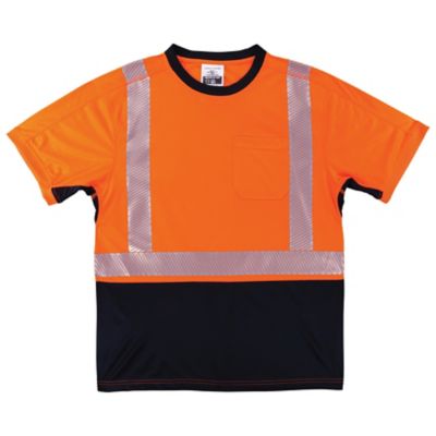 Ergodyne Unisex GloWear Type R Class 2 Performance Hi-Vis T-Shirt, Black Bottom