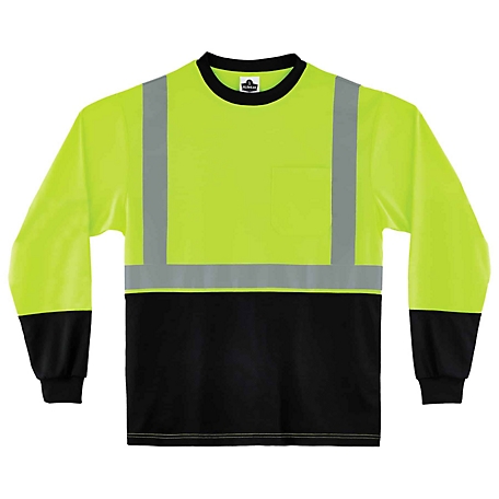GloWear Unisex Long-Sleeve Type R Class 2 Work T-Shirt, Black Front
