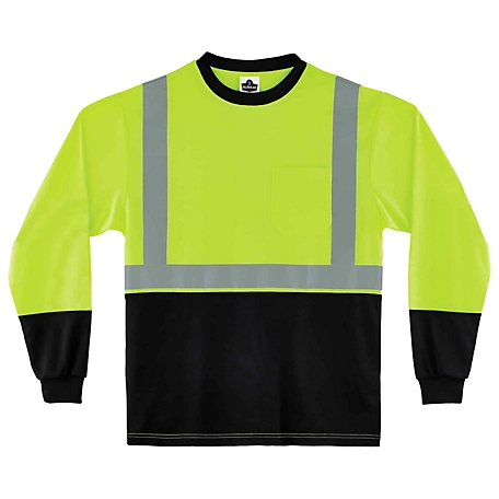 Ergodyne Unisex Long-Sleeve GloWear 8291BK Type R Class 2 T-Shirt, Black Front