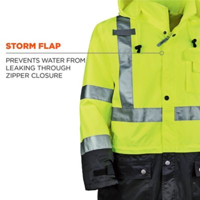 Image showing  Unisex Adult Type R Class 3 Hi-Vis Rain Jacket, Black Front