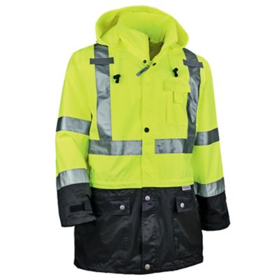 GloWear Unisex Type R Class 3 Hi-Vis Rain Jacket, Black Front The reflective part of the jacket is a big part of safety as more and more jobs are requiring hi-vis wear