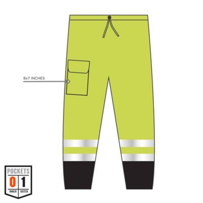 Image showing  Unisex Natural-Rise Class E Hi-Vis Mesh Pants, Black Bottom