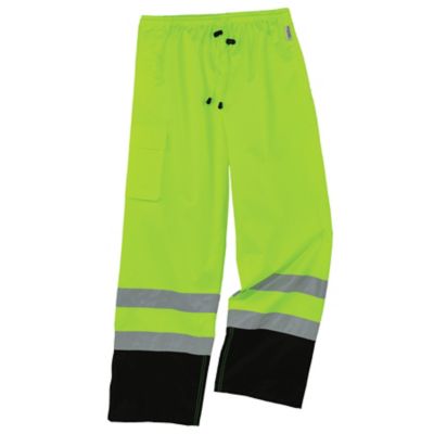 GloWear Unisex Natural-Rise Class E Hi-Vis Rain Pants, Black Bottom