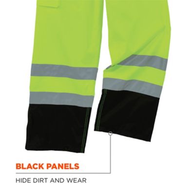 Image showing  Unisex Natural-Rise Class E Hi-Vis Rain Pants, Black Bottom