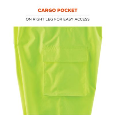 Image showing 5 th GloWear Unisex Adult Class E Hi-Vis Waterproof Rain Bib, Black Bottom