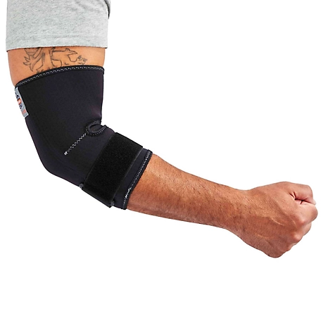 Ergodyne ProFlex 655 Neoprene Compression Elbow Sleeve with Strap, Black, Medium