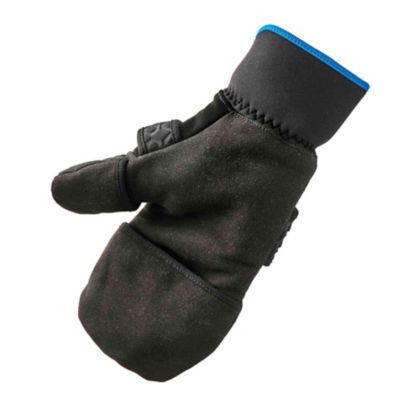 Image showing  ProFlex 816 Thermal Half-Finger Winter Work Gloves/Flip-Top Mittens, 1 Pair, Black
