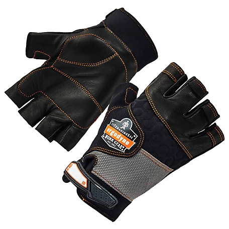 Ergodyne ProFlex 901 Half-Finger Leather Impact Gloves, 1 Pair