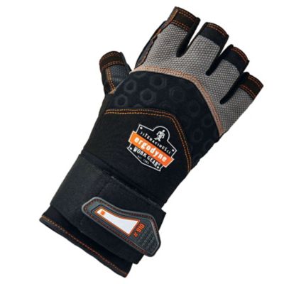 Image showing 1 th Ergodyne ProFlex 910 Half-Finger Impact Gloves with Wrist Support, 1 Pair, Black