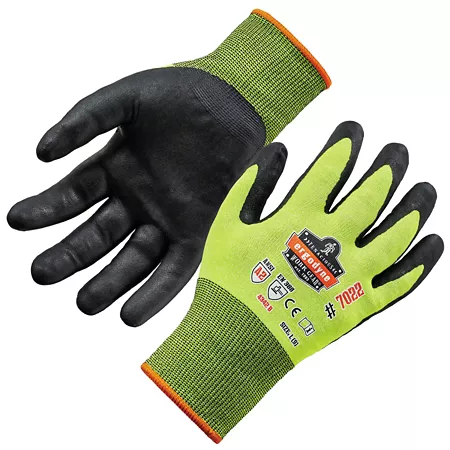 ProFlex ANSI A2 DSX Dr Grip High Visibility Gloves Nitrile Coated Cut Resistant 1 Pair Work Gloves