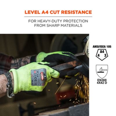Image showing 2 th ProFlex ANSI A4 WSX Dr Grip Hi-Vis Nitrile-Coated Cut-Resistant Gloves, 1 Pair