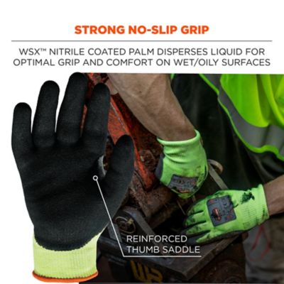 Image showing 3 th ProFlex ANSI A4 WSX Dr Grip Hi-Vis Nitrile-Coated Cut-Resistant Gloves, 1 Pair