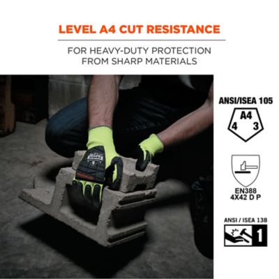 Image showing  ANSI A4 Level WSX Wet Grip with Dorsal Protection Hi-Vis Nitrile-Coated Cut-Resistant Gloves, 1 Pair