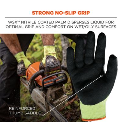 Image showing  ANSI A4 Level WSX Wet Grip with Dorsal Protection Hi-Vis Nitrile-Coated Cut-Resistant Gloves, 1 Pair
