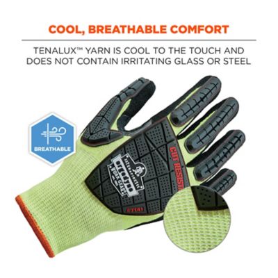 Image showing  ANSI A4 Level WSX Wet Grip with Dorsal Protection Hi-Vis Nitrile-Coated Cut-Resistant Gloves, 1 Pair
