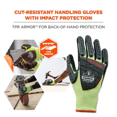 Image showing  ANSI A4 Level WSX Wet Grip with Dorsal Protection Hi-Vis Nitrile-Coated Cut-Resistant Gloves, 1 Pair