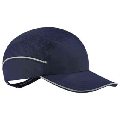 Skullerz Lightweight Bump Cap Hat, Navy, Long Brim