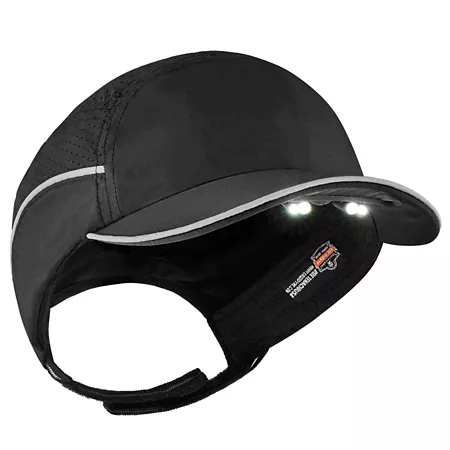 Skullerz Lightweight Cap with LED Lighting Black Short Brim Hard Hats