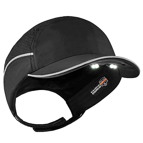 Skullerz Lightweight Bump Cap Hat with LED Lighting, Black, Short Brim