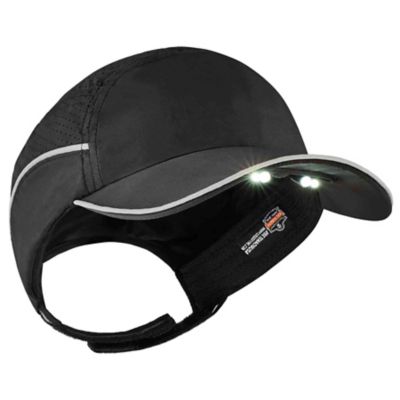 Skullerz Lightweight Bump Cap Hat with LED Lighting, Black, Long Brim
