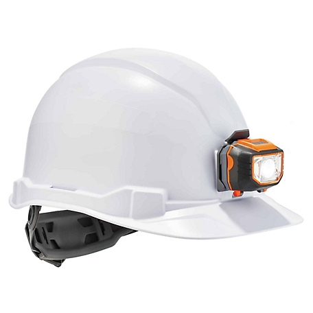 Skullerz Class E Cap-Style Hard Hat and LED Light with Ratchet Suspension, White