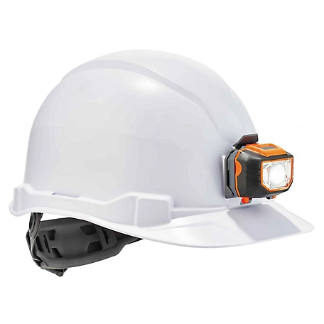 Skullerz Class E Cap-Style Hard Hat and LED Light with Ratchet Suspension, White