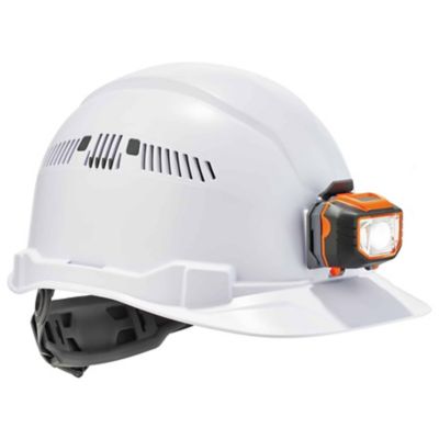 Ergodyne Skullerz 8972 Class C Cap-Style Hard Hat with LED Light and Ratchet Suspension, White