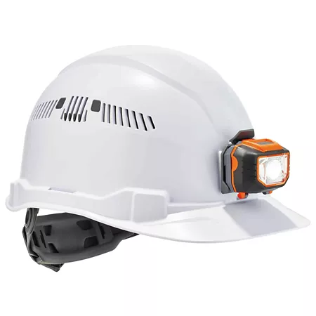 Ergodyne Skullerz 8972 Class C Cap-Style Hard Hat with LED Light and Ratchet Suspension White Hard Hats