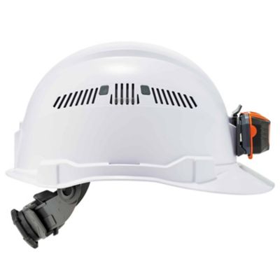 Image showing  Skullerz 8972 Class C Cap-Style Hard Hat with LED Light and Ratchet Suspension, White
