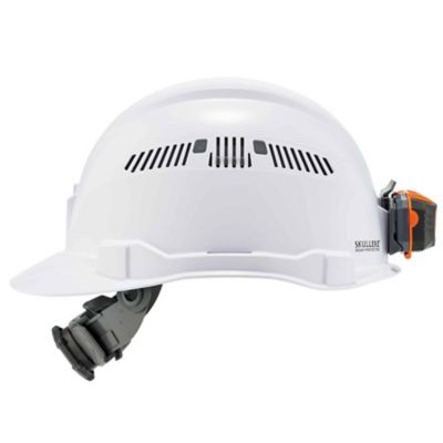 Image showing  Skullerz 8972 Class C Cap-Style Hard Hat with LED Light and Ratchet Suspension, White