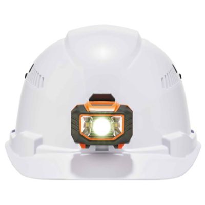 Image showing  Skullerz 8972 Class C Cap-Style Hard Hat with LED Light and Ratchet Suspension, White