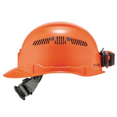 Image showing  Skullerz 8972 Class C Cap-Style Hard Hat with LED Light and Ratchet Suspension, Orange