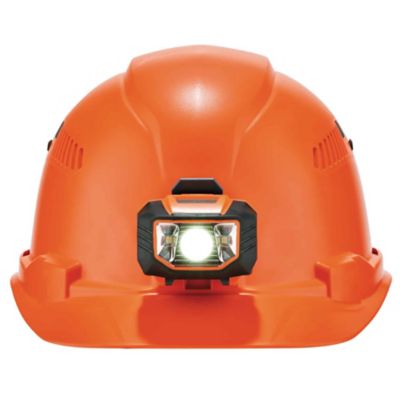Image showing  Skullerz 8972 Class C Cap-Style Hard Hat with LED Light and Ratchet Suspension, Orange
