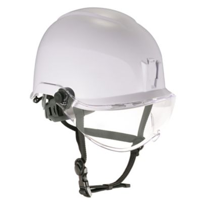 Ergodyne Skullerz 8974V Class E Safety Helmet with Visor Kit, White, Anti-Fog Clear Lens