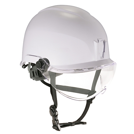 Ergodyne Skullerz 8974V Class E Safety Helmet with Visor Kit, White, Anti-Fog Clear Lens
