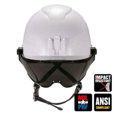 Image showing  Skullerz 8974V Class E Safety Helmet with Visor Kit, White, Anti-Fog Clear Lens