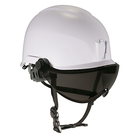 Ergodyne Skullerz 8974V Class E Safety Helmet with Visor Kit, White, Anti-Fog Smoke Lens
