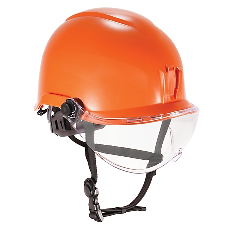 Ergodyne Skullerz 8974V Class E Safety Helmet with Visor Kit, Orange, Anti-Fog Clear Lens