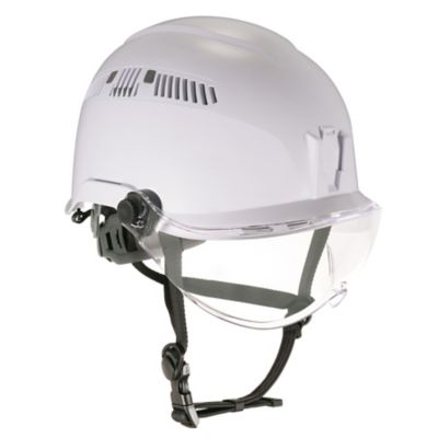 Ergodyne Skullerz 8975V Class C Safety Helmet with Visor Kit, White, Anti-Fog Clear Lens