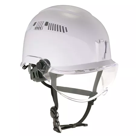 Ergodyne Skullerz 8975V Class C Safety Helmet with Visor Kit White Anti-Fog Clear Lens Hard Hats