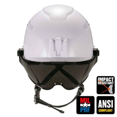 Image showing  Skullerz 8975V Class C Safety Helmet with Visor Kit, White, Anti-Fog Smoke Lens