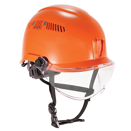 Ergodyne Skullerz 8975V Class C Safety Helmet with Visor Kit, Orange, Anti-Fog Clear Lens