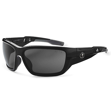 Ergodyne Skullerz Baldr Safety Glasses/Sunglasses, Black Frame, Anti-Fog Smoke Lenses