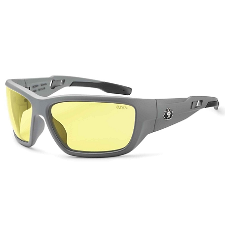Skullerz Baldr Safety Glasses/Sunglasses, Matte Gray/Yellow